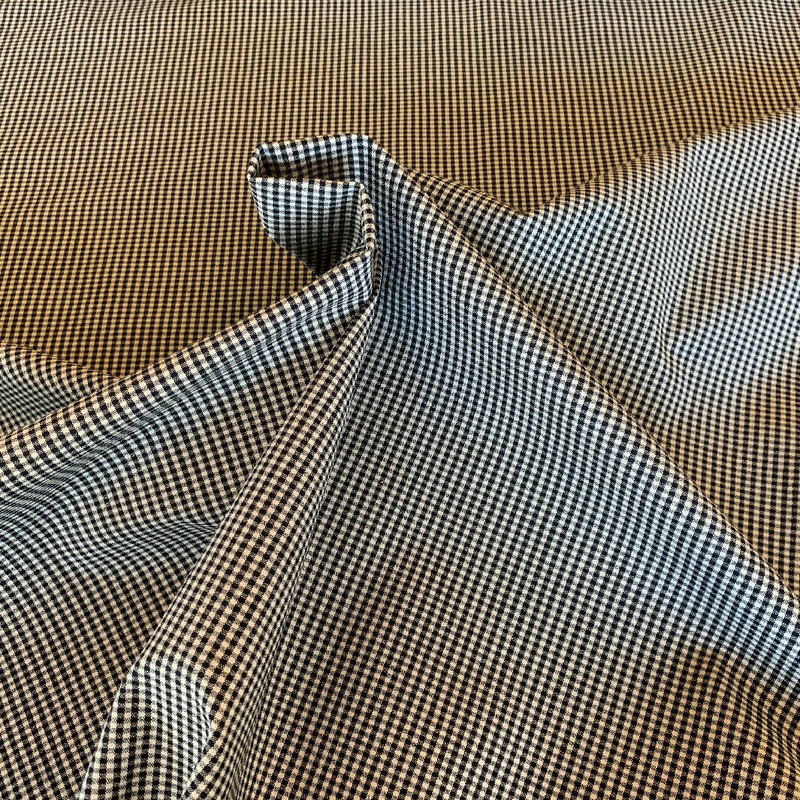 Tan and Black, Cotton/Lycra, Gingham Check Pants Weight - Yardage