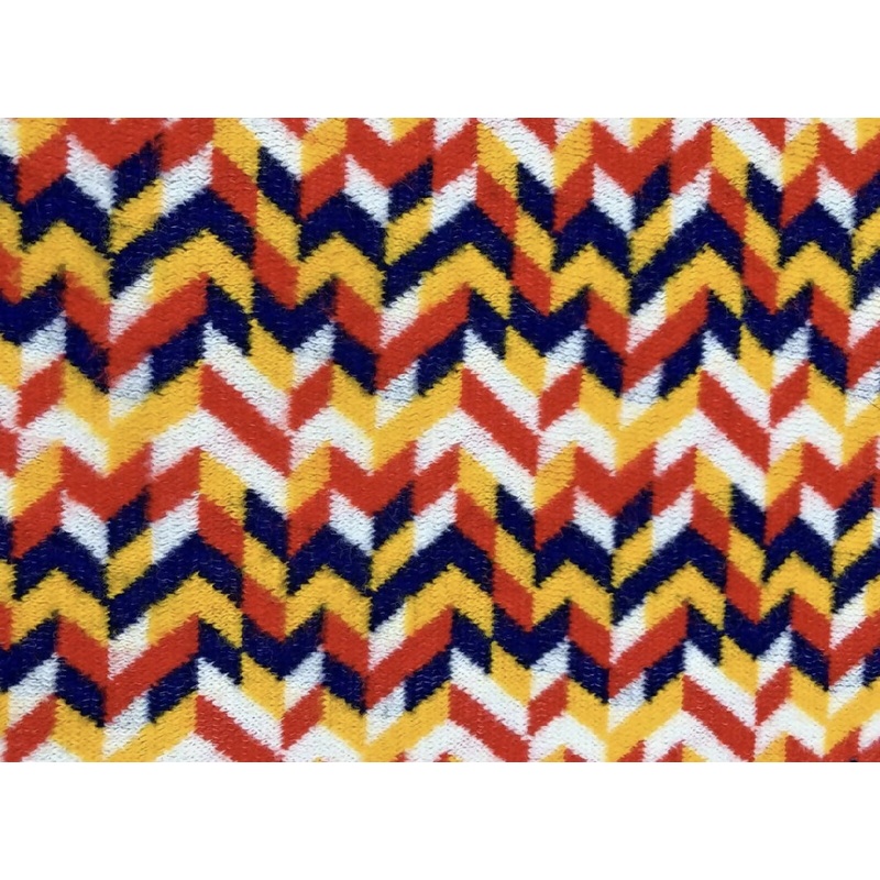 Vintage 1970s Heavy Knit Multicolor Blanket Weight Fabric Red Blue Yellow 2 yards+10" x 66"