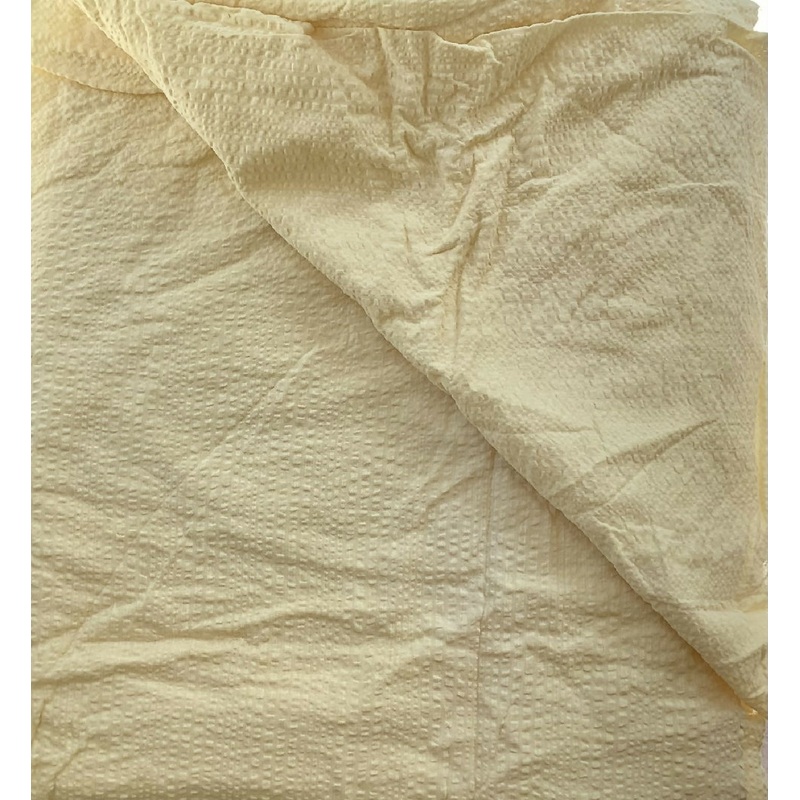 Vintage Sewing Fabric 1970's Pale Yellow Seersucker Fabric 2 Yards x 30