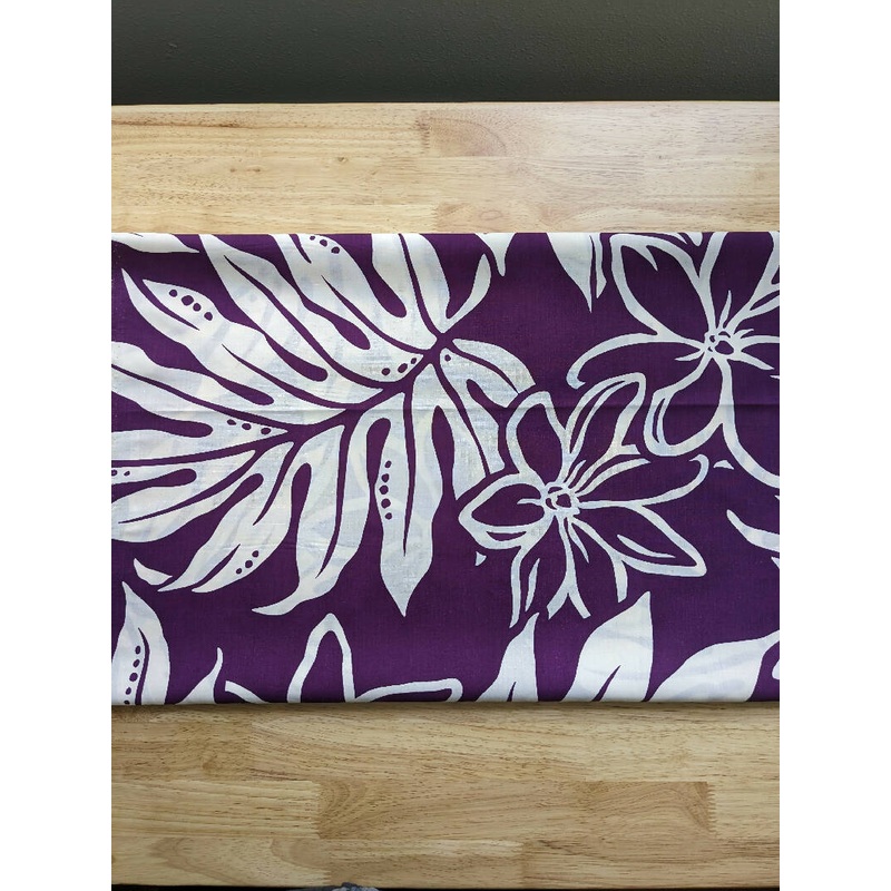 100% Cotton featuring monstera and plumeria on purple - 1 yard