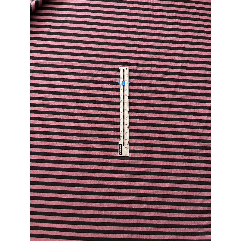 Antique Ruby/Black Rayon/Spandex Horizontal stripe jersey knit 62 wide