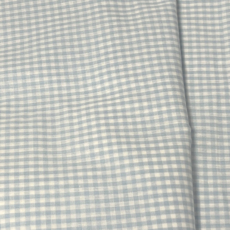 Baby Blue and White Cotton Gingham Woven - 3 Yds