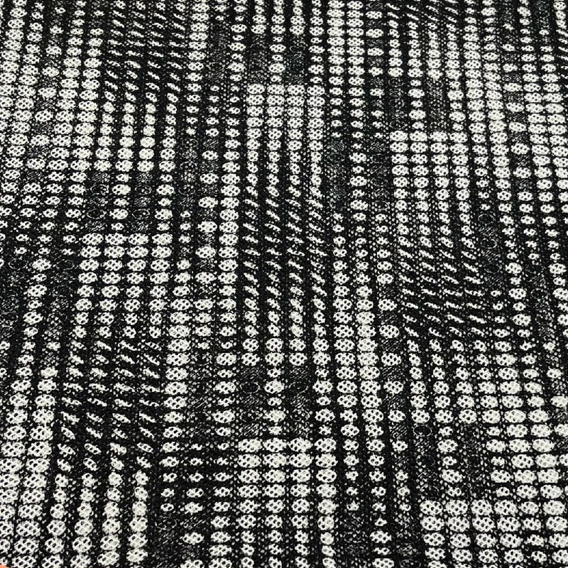Black and White Geometric Print Synthetic Mesh - 2 Yds