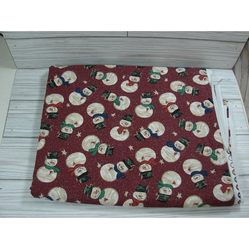 Burgundy Snowman Fabric -