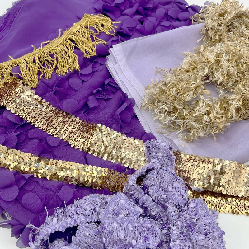 Embellished Purple and Lavender Chiffon With Gold Notions Costume Pack