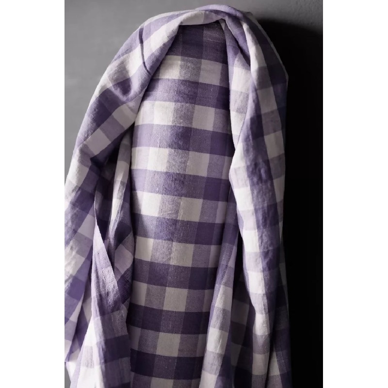 Garden party lavender linen cotton gingham - 2 meters