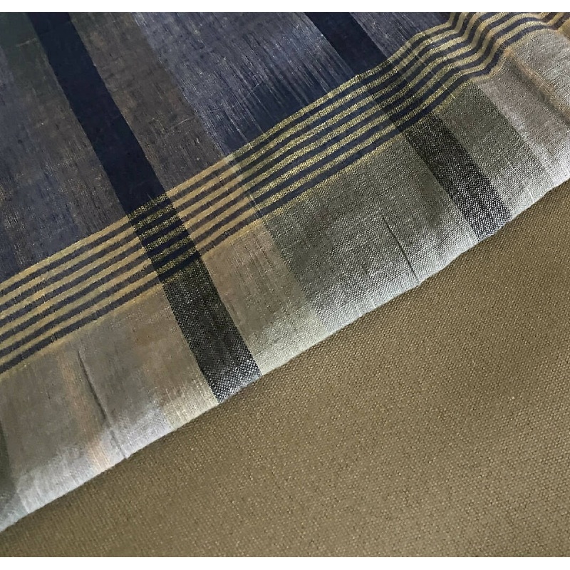 Khaki poplin with matching ikat plaid