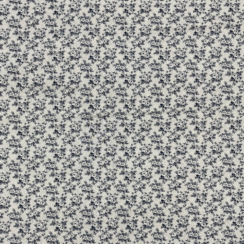 Navy and Ivory Small Flower Print Cotton Woven - 1.5 Yds