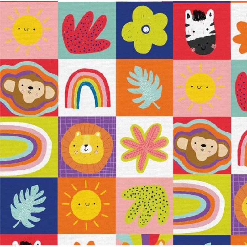 Paintbrush Studio Fabrics Jungle Love 120-2940 Animal Block Multi