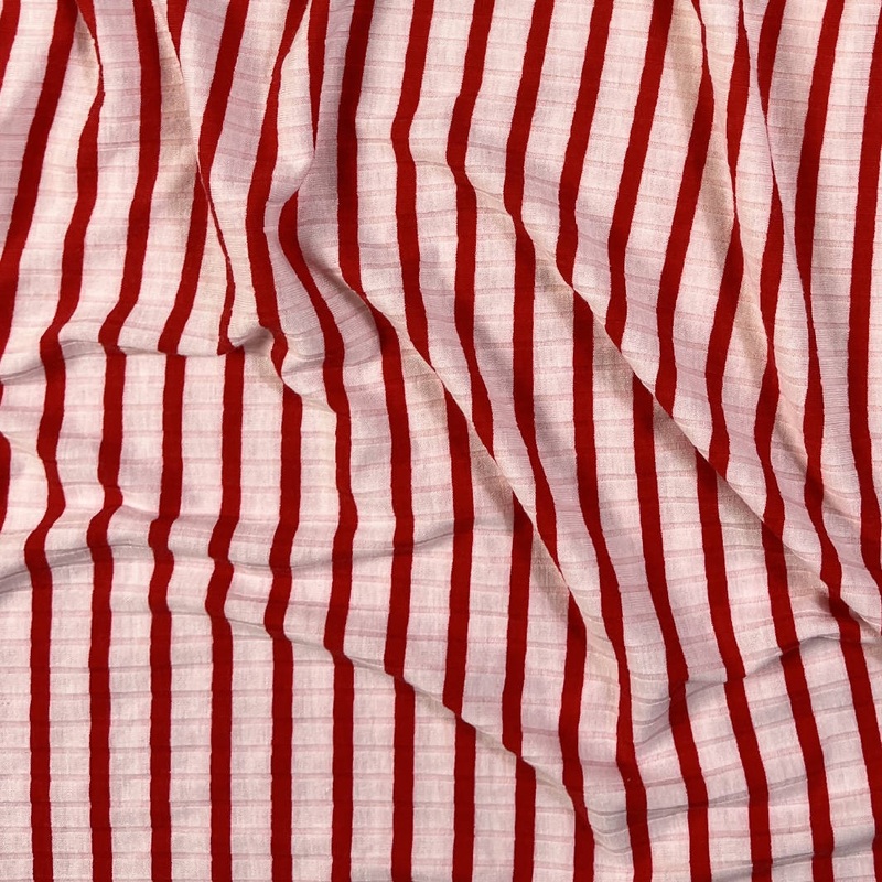 Red & Off-White Striped Knit - 1.8 yds