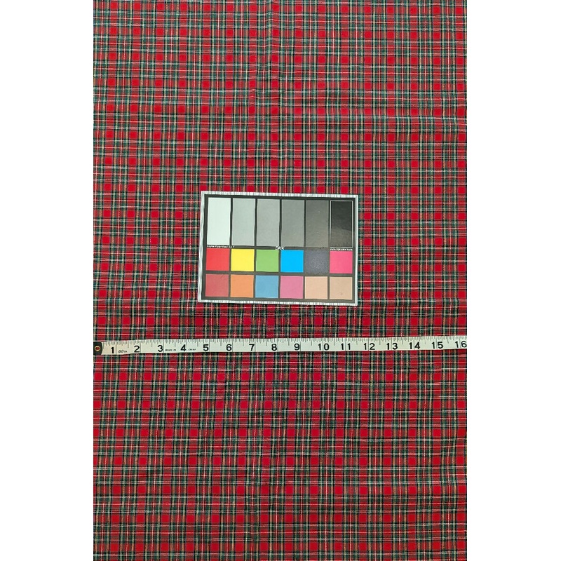 Red Tartan Plaid Print Yarn Dyed Cotton Woven Fabric 50"W - 1 3/4 yds