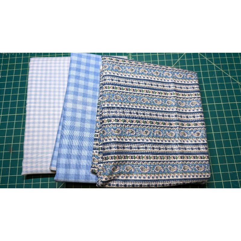 Shades of Blue Mixed Print Cotton Woven Fabric Bundle - 3 Pieces