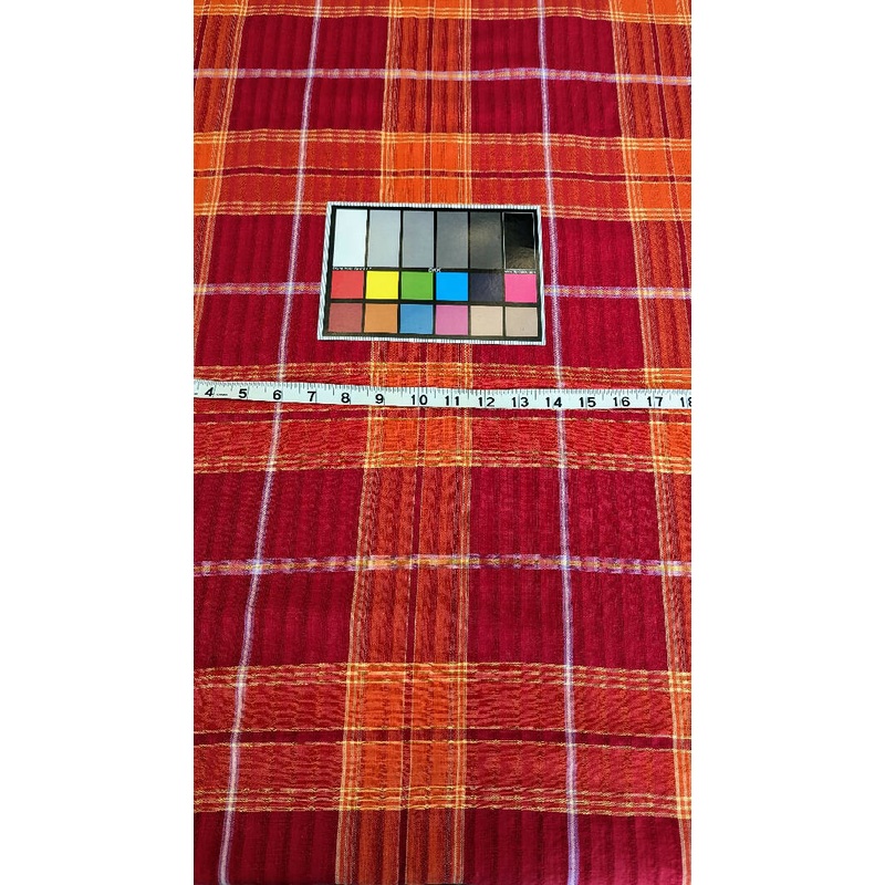 Shades of Orange Madras Plaid Cotton Woven Fabric 62"W - 4 1/2 yds