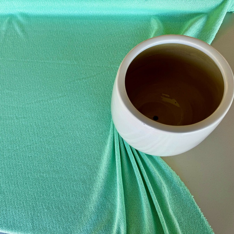 Summer Weight Mint Green Natural-Synthetic Blend Sweater Crepe Knit - Yardage