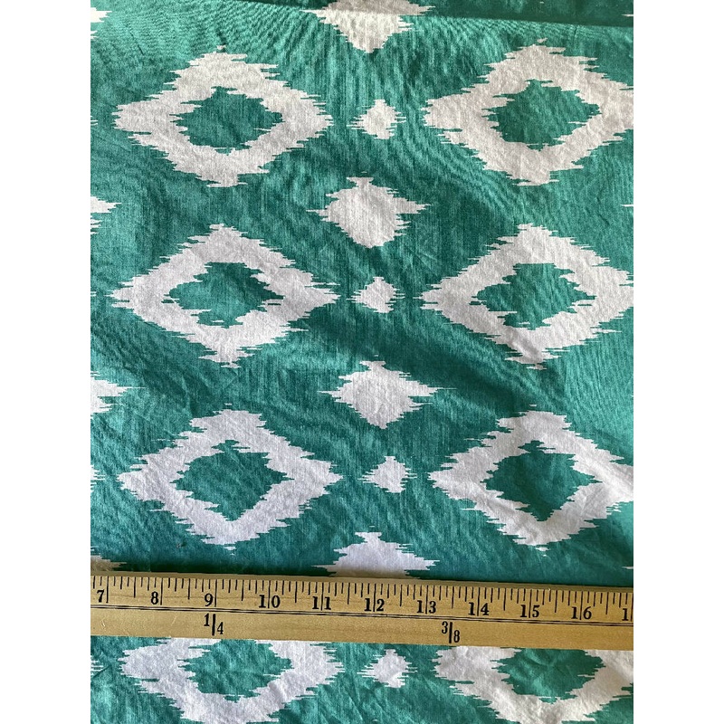 Teal and white cotton lawn ikat, 2 yds