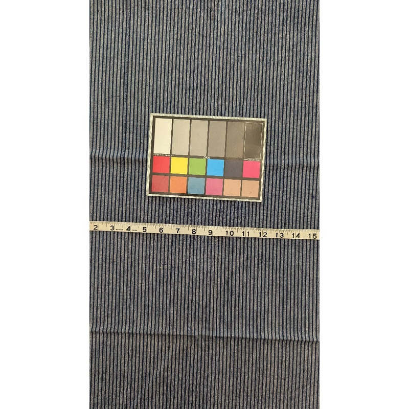 VTG Medium Blue/Dk Blue Railroad Stripe Denim Woven Fabric 27"W x 83"L - 3 pieces